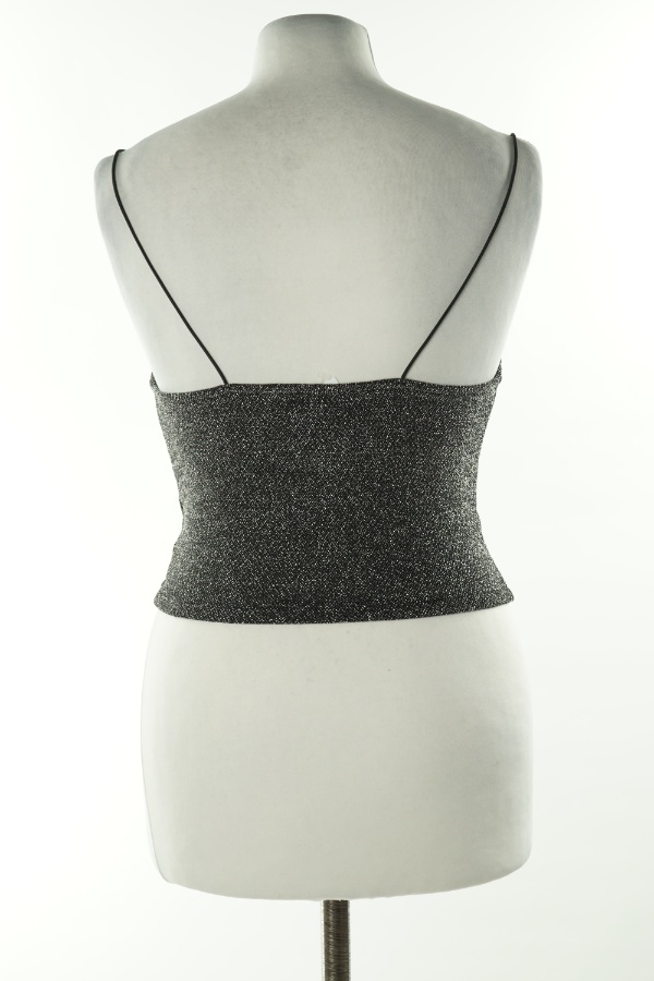 Top czarny ze srebrną nitką, H&M - H&M zdjęcie 2