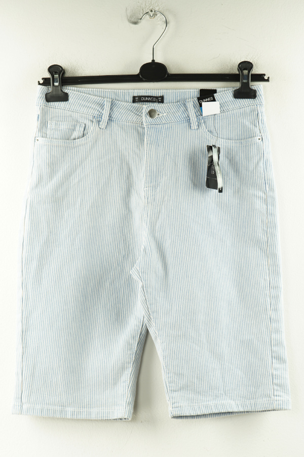 Krótkie spodenki jeansowe przed kolano niebieskie w białe paski - DUNNES STORES zdjęcie 1