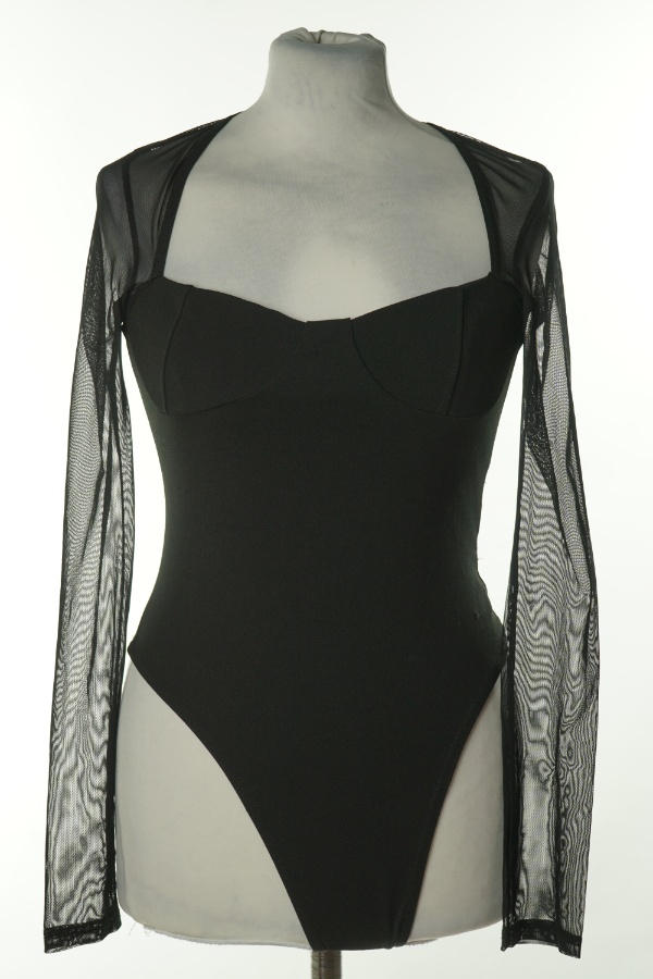 Body czarne z siateczkowymi rękawami - MISSGUIDED zdjęcie 1