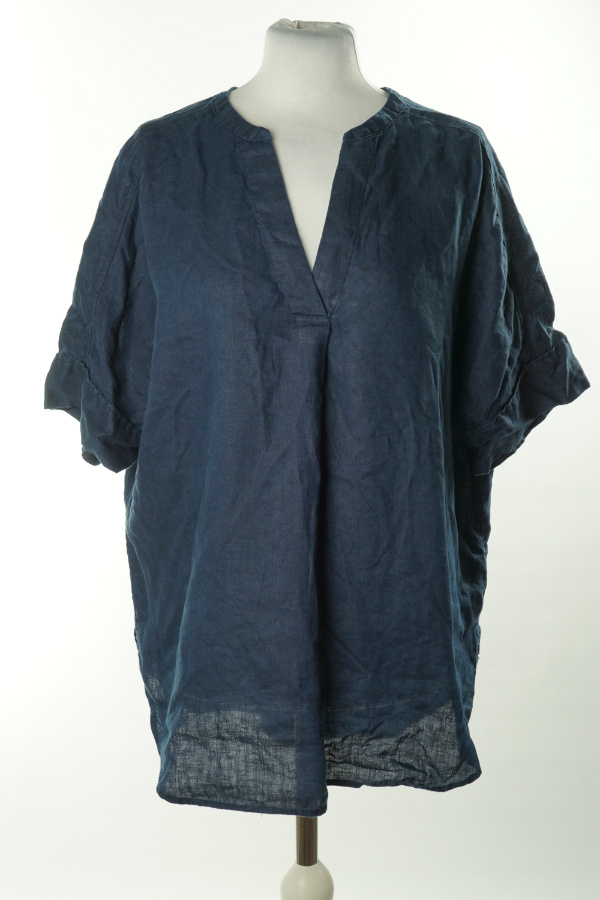 Bluzka lniana granatowa - PURE LINEN zdjęcie 1