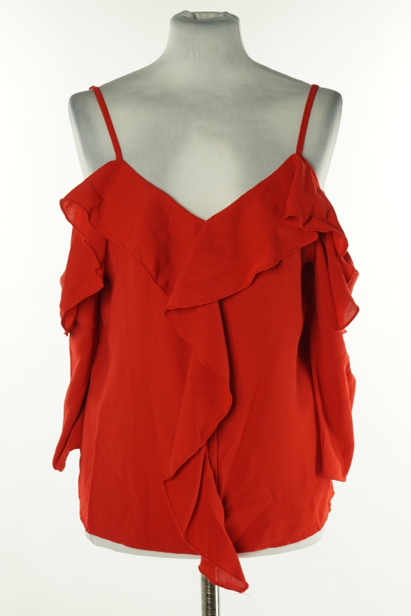 Bluzka czerwona z odkrytymi ramionami - BRAK METKI Z NAZWĄ PRODUCENTA zdjęcie 1
