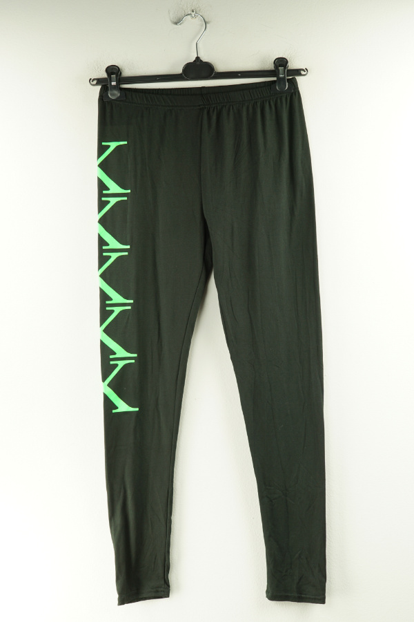Legginsy czarne z zielonym wzorem - BRAK METKI Z NAZWĄ PRODUCENTA zdjęcie 1