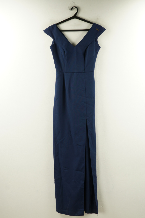 Sukienka granatowa z rozcięciem - A&A zdjęcie 1