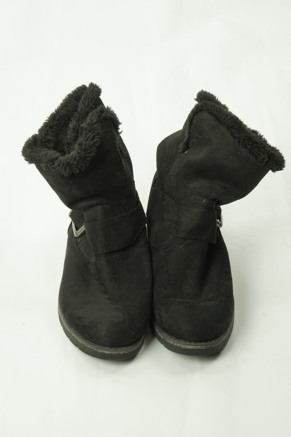 Botki czarne z klamrą ocieplane misiem - GRACELAND zdjęcie 2