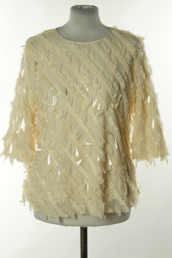 Bluzka beżowa z cekinowymi łezkami - SAVIDA zdjęcie 1