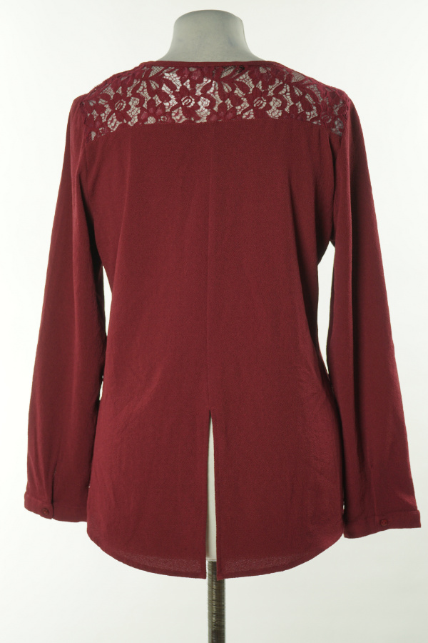 Bluzka bordowa z koronkową wstawką - ONLY zdjęcie 2
