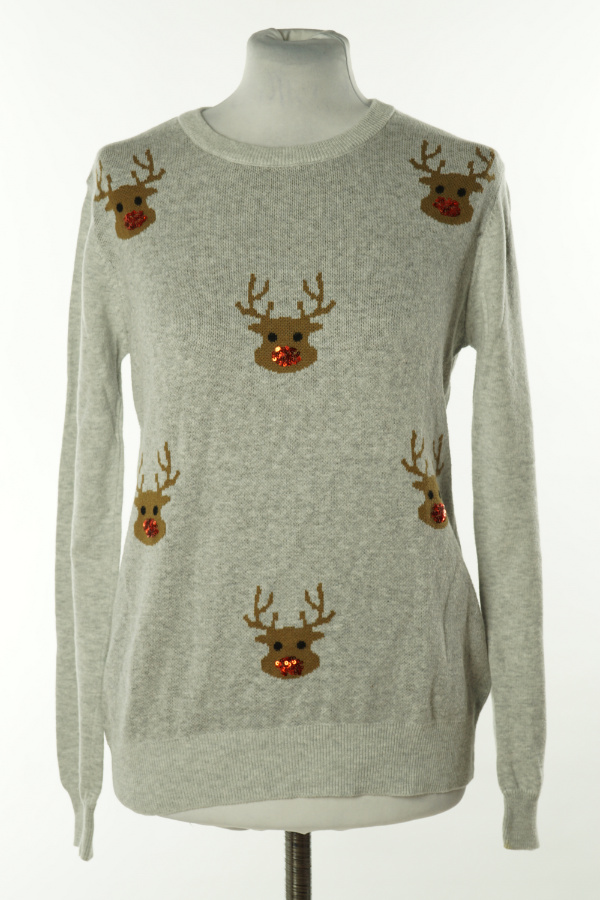 Sweter szary w renifery - M&S zdjęcie 1