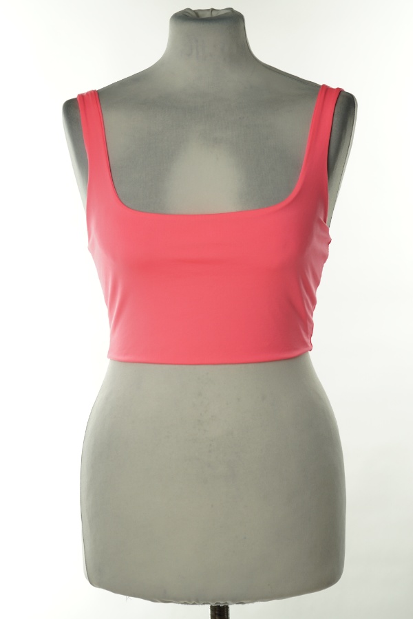 Top różowy na ramiączkach - BERSHKA zdjęcie 1