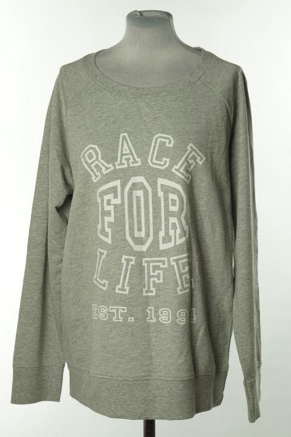 Bluza szara biały napis - RACE FOR LIVE zdjęcie 1