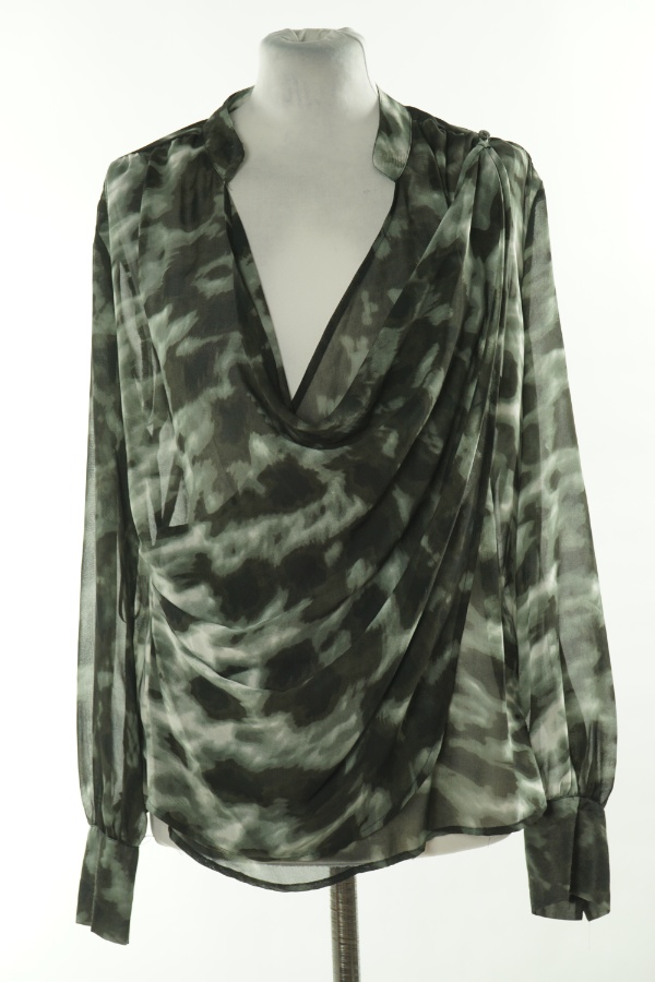 Bluzka szaro-czarna w ciapki z opadającym dekoltem - MINT VELVET zdjęcie 1