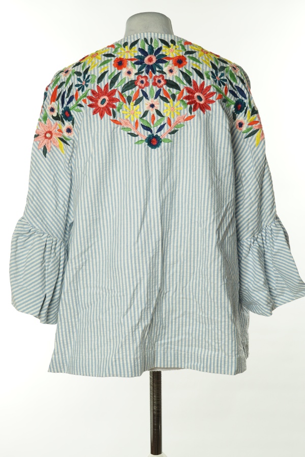 Narzutka biało-niebieska w paski i kwiaty, ZARA - ZARA zdjęcie 2