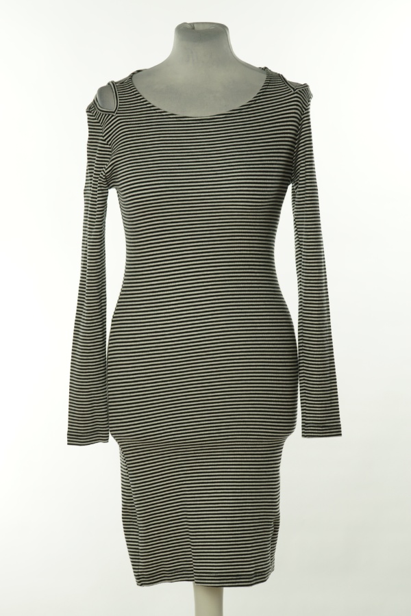 Sukienka biało-czarna w paski z odkrytymi ramionami - RESERVED zdjęcie 1