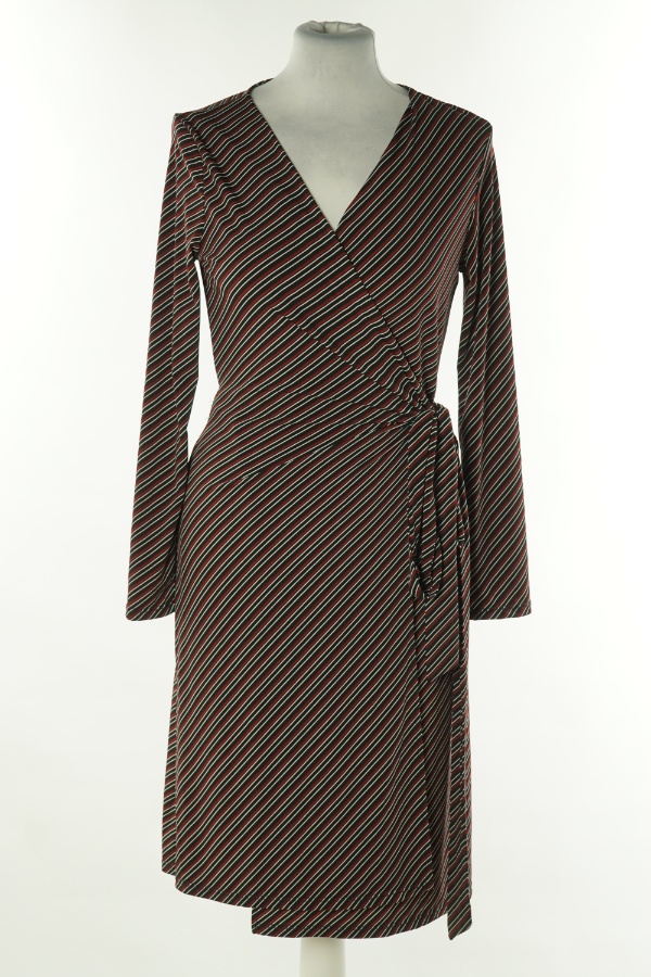 Sukienka kopertowa czarna w czerwono białe paski - MANGO zdjęcie 1