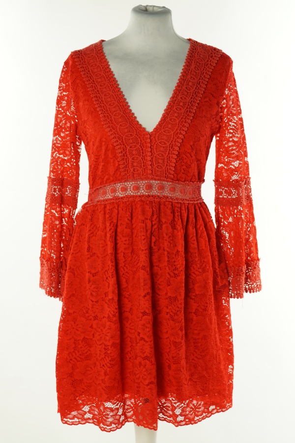 Sukienka czerwona koronkowa - BRAK METKI Z NAZWĄ PRODUCENTA zdjęcie 1
