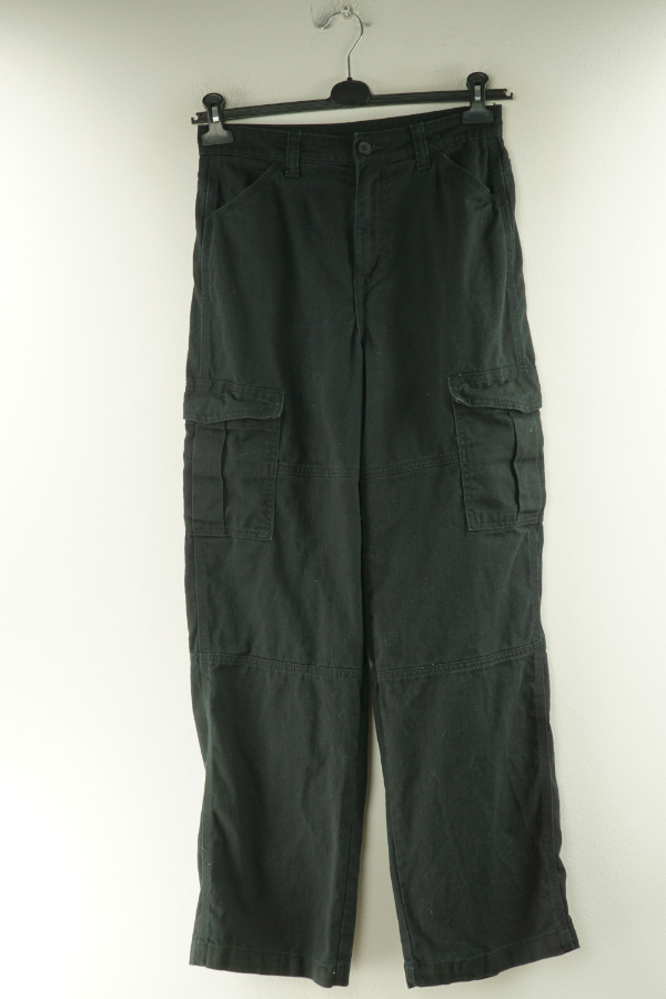 Spodnie jeansowe czarne cargo  - H&M zdjęcie 1