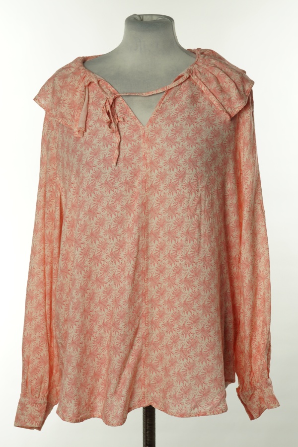 Bluzka biała w różowe wzory - BRAK METKI Z NAZWĄ PRODUCENTA zdjęcie 1