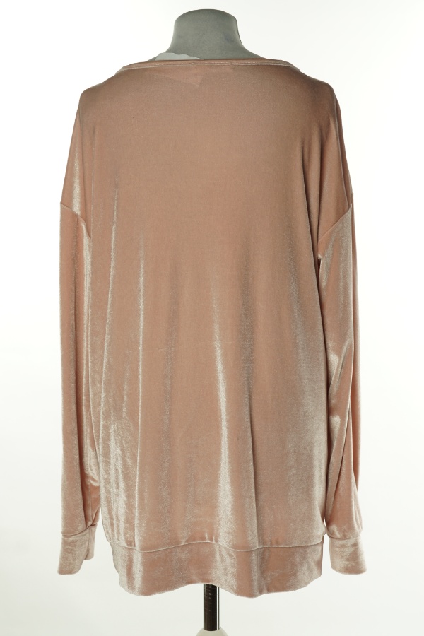 Bluza jasnoróżowa welurowa - BRAK METKI Z NAZWĄ PRODUCENTA zdjęcie 2