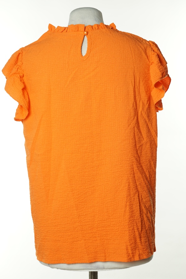 Bluzka pomarańczowa z falbanami przy rękawach - SHEIN zdjęcie 2