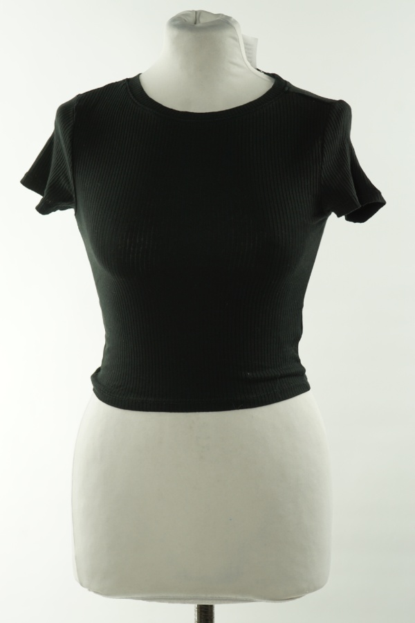 Koszulka czarna prążkowana, H&M - H&M zdjęcie 1