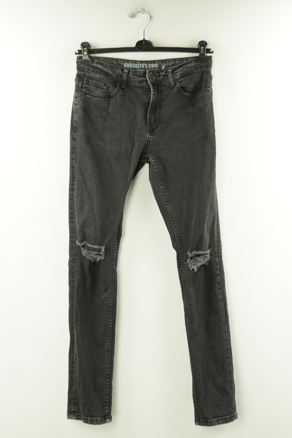 Spodnie czarne jeansowe z dziurami na kolanach - BROOKLYN'S OWN zdjęcie 1