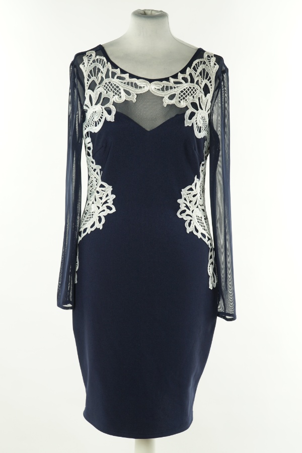 Sukienka granatowa z białym ażurem - LIPSY LONDON zdjęcie 1