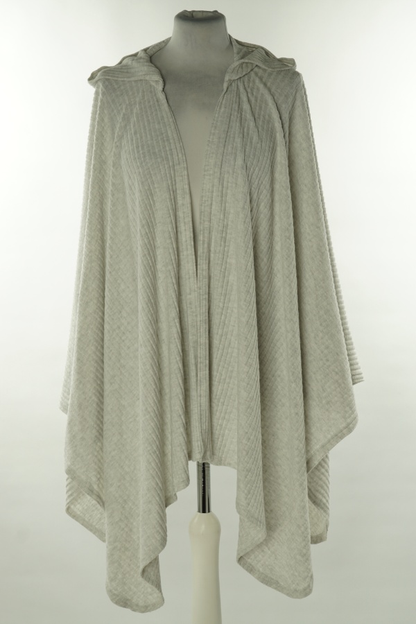 Narzutka jasnoszara prążkowana z kapturem - ETAM zdjęcie 1