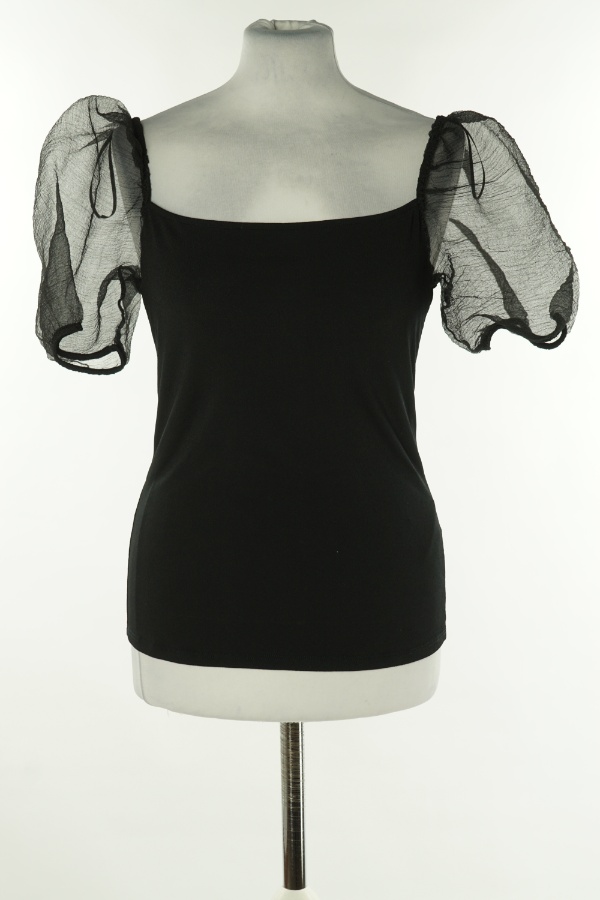 Bluzka czarna z bufiastymi rękawami - GINATRICOT zdjęcie 1