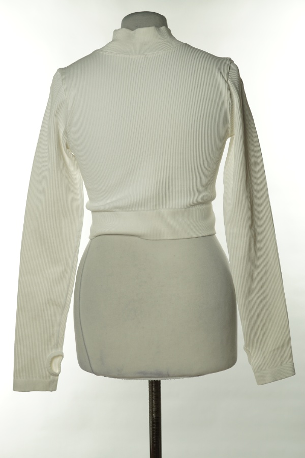 Bluzka sportowa biała prążkowana - BRAK METKI Z NAZWĄ PRODUCENTA zdjęcie 2