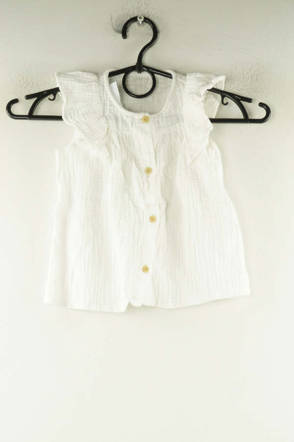 Bluzka biała muślinowa - BRAK METKI Z NAZWĄ PRODUCENTA zdjęcie 1