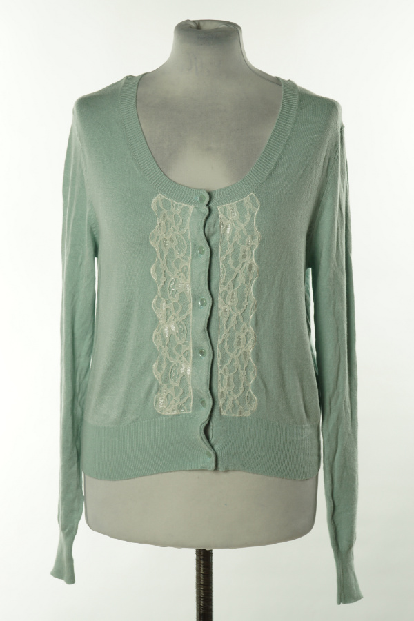 Kardigan seledynowy z białą koronką - PRIMARK zdjęcie 1