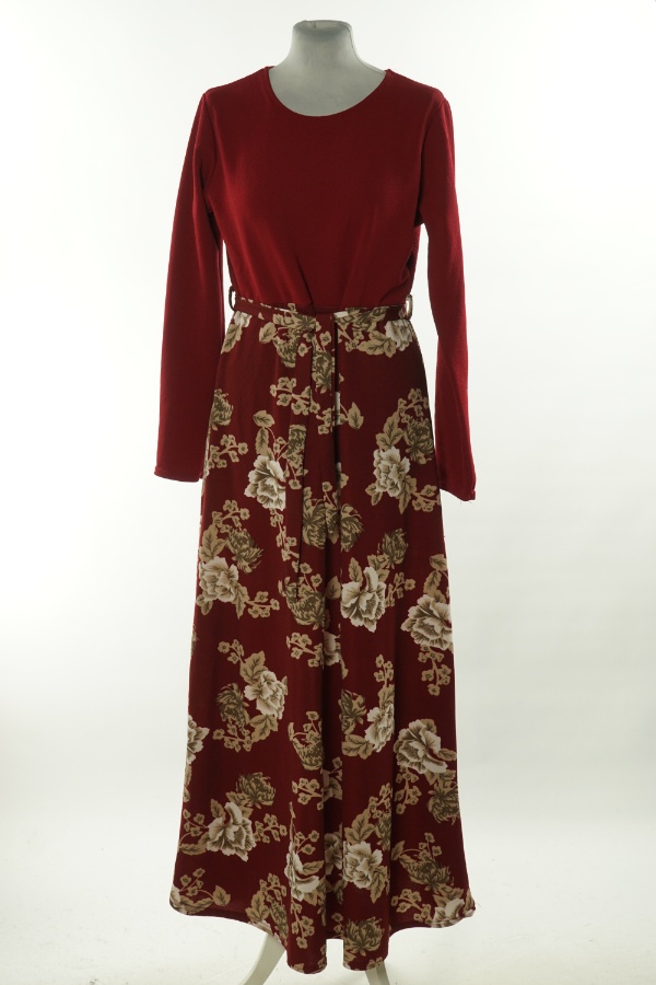 Sukienka czerwona w kwiaty - BRAK METKI Z NAZWĄ PRODUCENTA zdjęcie 1