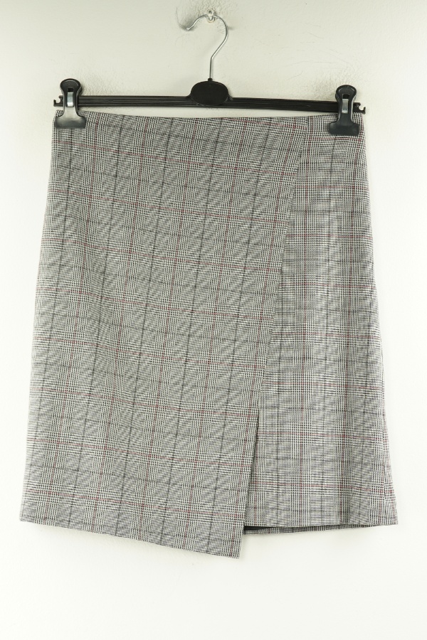 Spódnica materiałowa szara w kratkę - CAROLINA BELLE zdjęcie 1