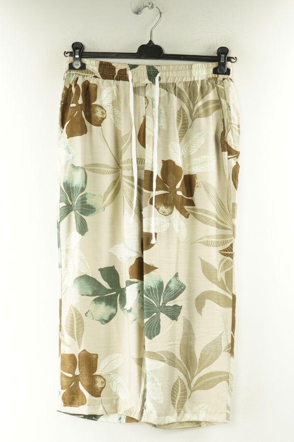 Spodnie materiałowe beżowe w kwiaty - SHEIN zdjęcie 1