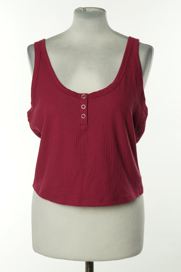 Top wiśniowy prążkowany - NEW LOOK zdjęcie 1