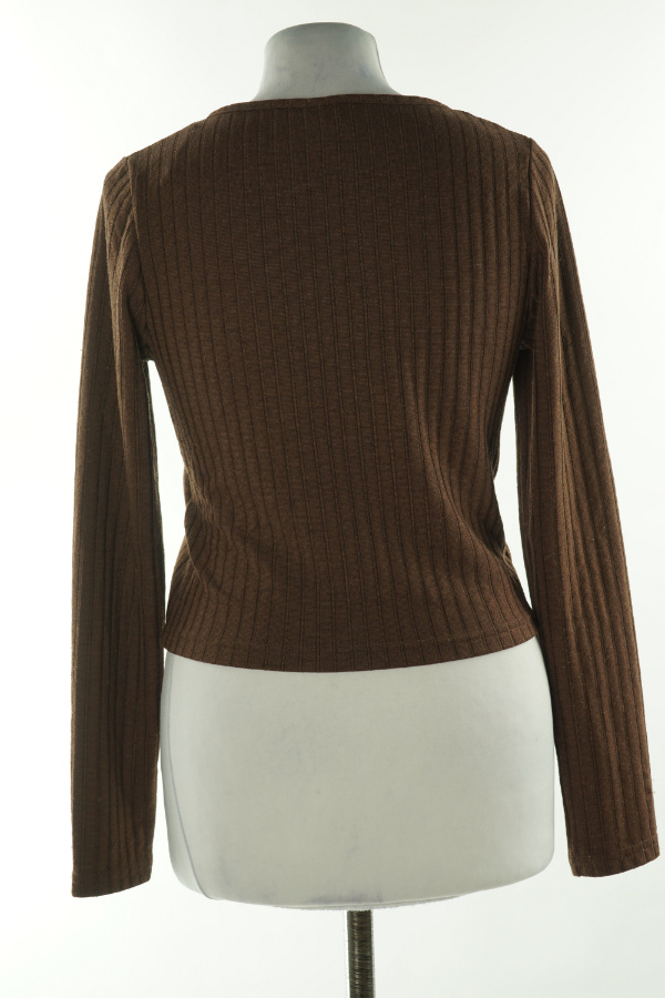 Bluzka brązowa prążkowana - H&M zdjęcie 2