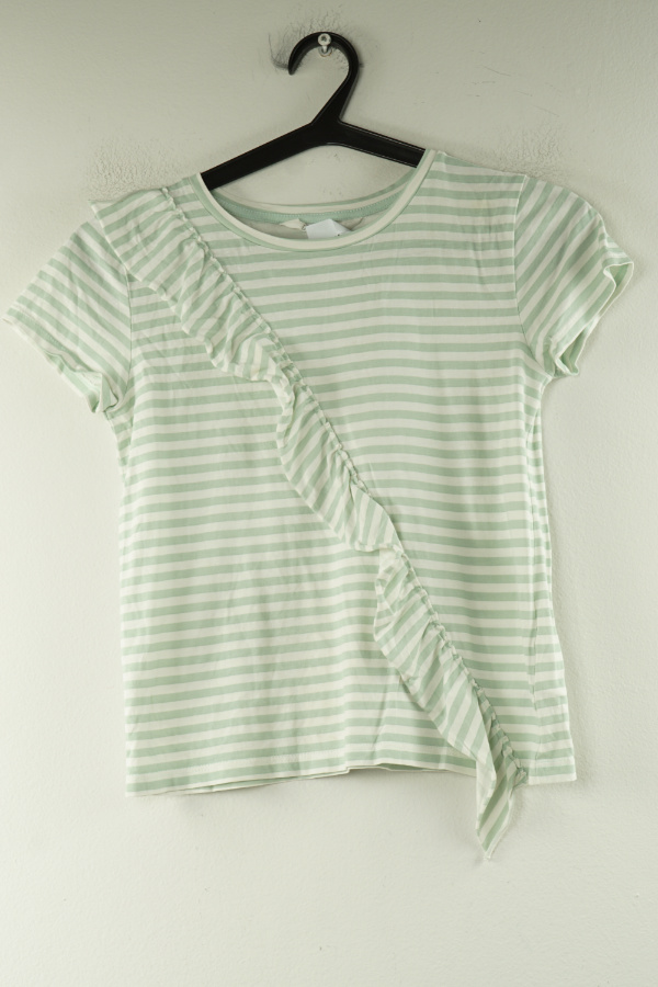 Bluzka w biało - zielone paski - H&M zdjęcie 1