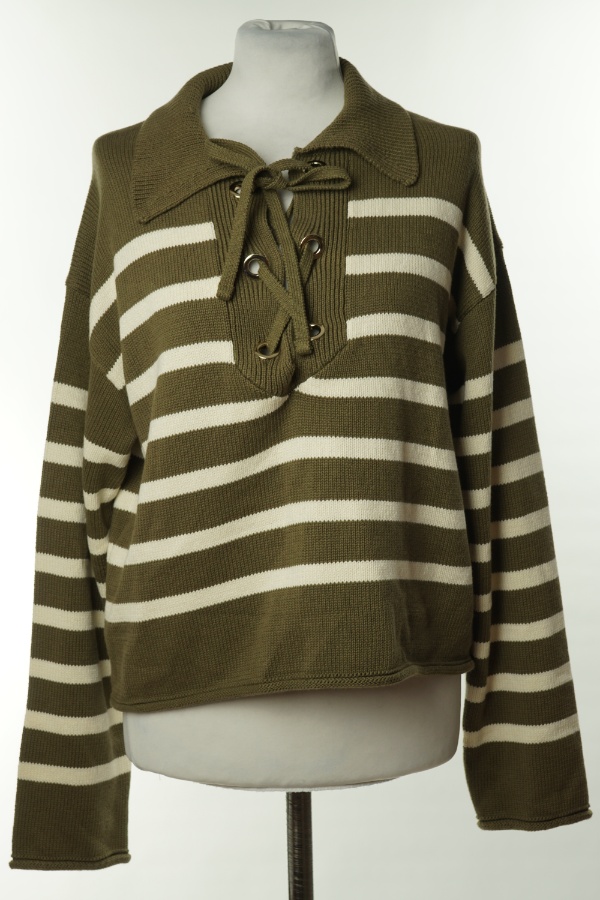 Sweter zielono - białe pasy, 100% bawełna Primark - PRIMARK zdjęcie 1