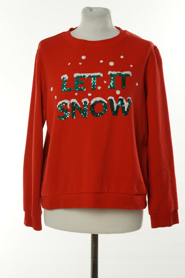 Bluza czerwona Let it snow z cekinami - TOM TAILOR zdjęcie 1