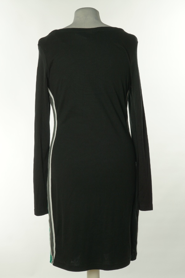 Sukienka czarna gładka z biało-zielonymi lampasami - JANINA zdjęcie 2