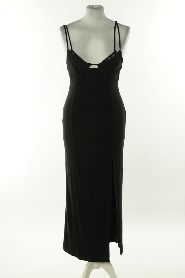 Sukienka czarna na cienkich ramiączkach - PULL&BEAR zdjęcie 1