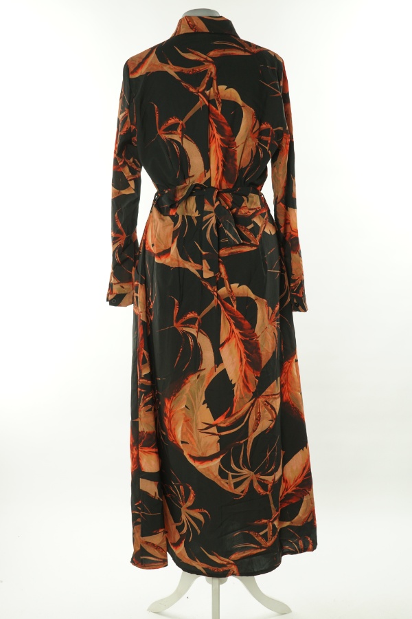 Sukienka czarna w pomarańczowo-brązowe wzory - KATE & PIPPA zdjęcie 2