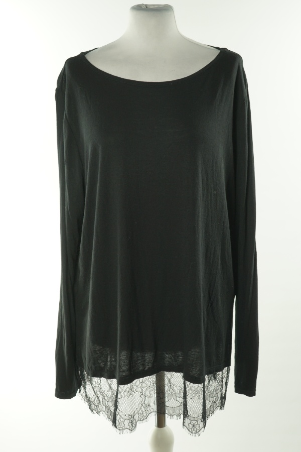 Bluzka czarna z koronkowym wykończeniem, H&M - H&M zdjęcie 1