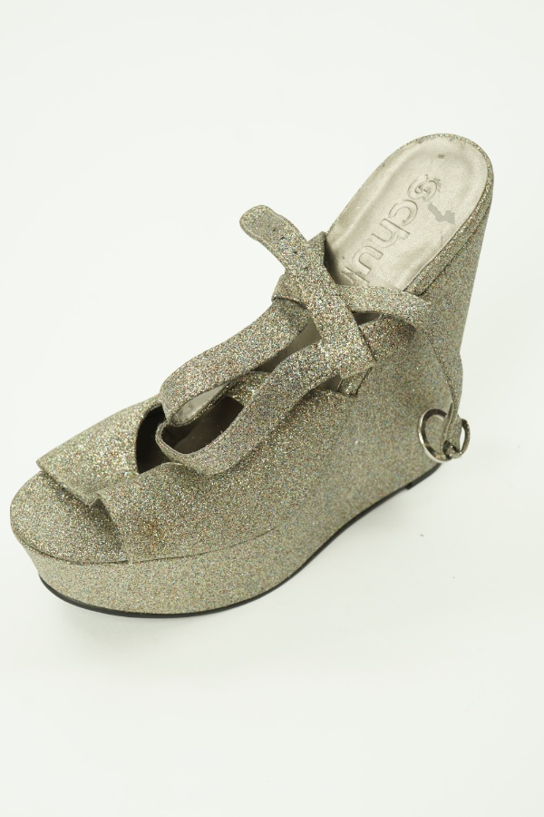 Sandały na koturnie srebrne - SCHUH zdjęcie 1