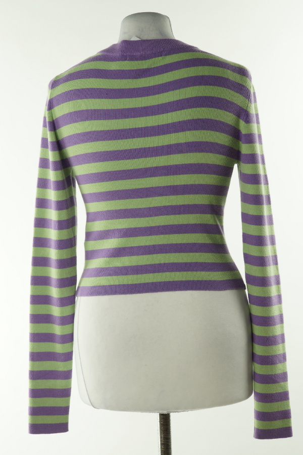 Sweter w fioletowo - zielone paski - PULL&BEAR zdjęcie 2
