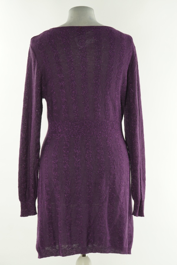 Sukienka fioletowa sweterkowa z błyszczącą nitką - BRAK METKI Z NAZWĄ PRODUCENTA zdjęcie 2