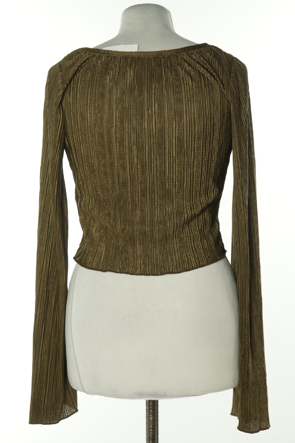 Bluzka brązowa prążkowana - NA-KD zdjęcie 2