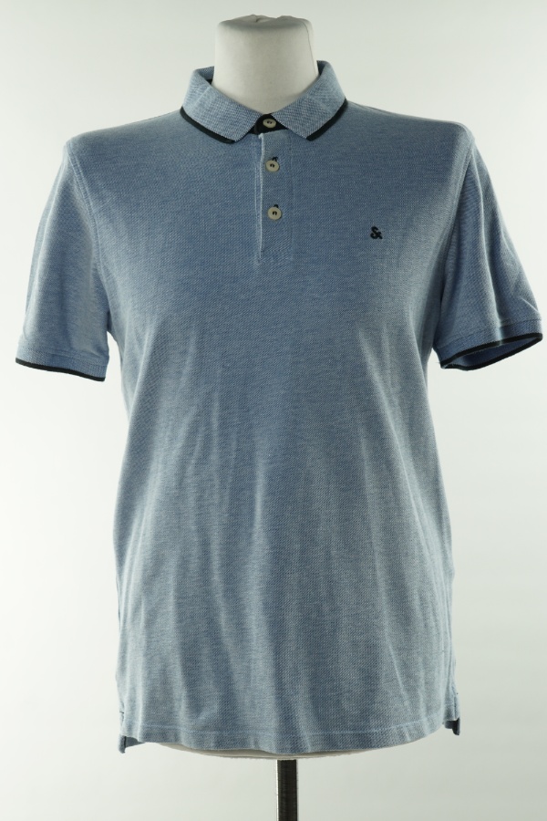 Koszulka polo niebieska melanż, JACK&JONES - JACK & JONES zdjęcie 1