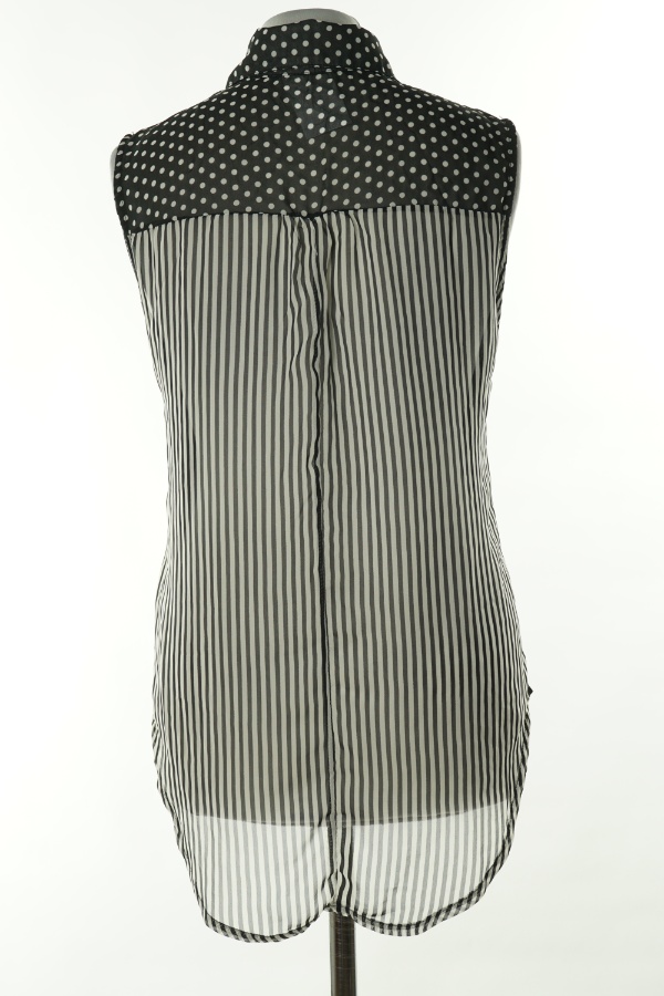 Koszula czarna w białe kropki - MESFASHION zdjęcie 2