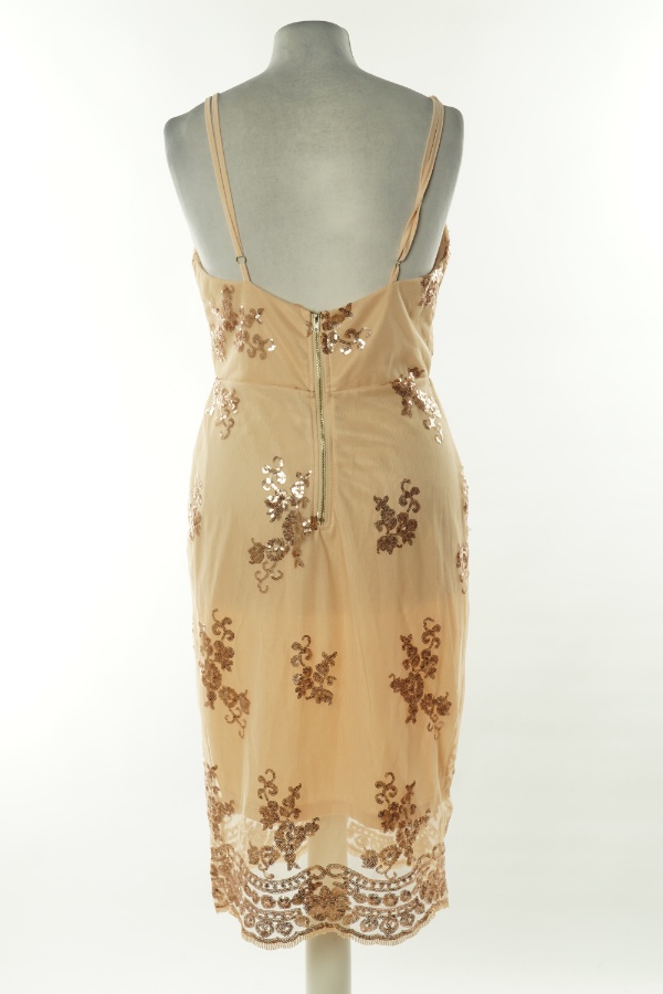 Sukienka beżowa cekinowa - BRAK METKI Z NAZWĄ PRODUCENTA zdjęcie 2