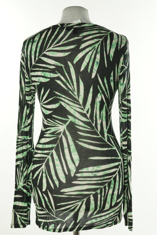 Bluzka czarna w zielono-szare liście - BCBG MAX AZRIA zdjęcie 2